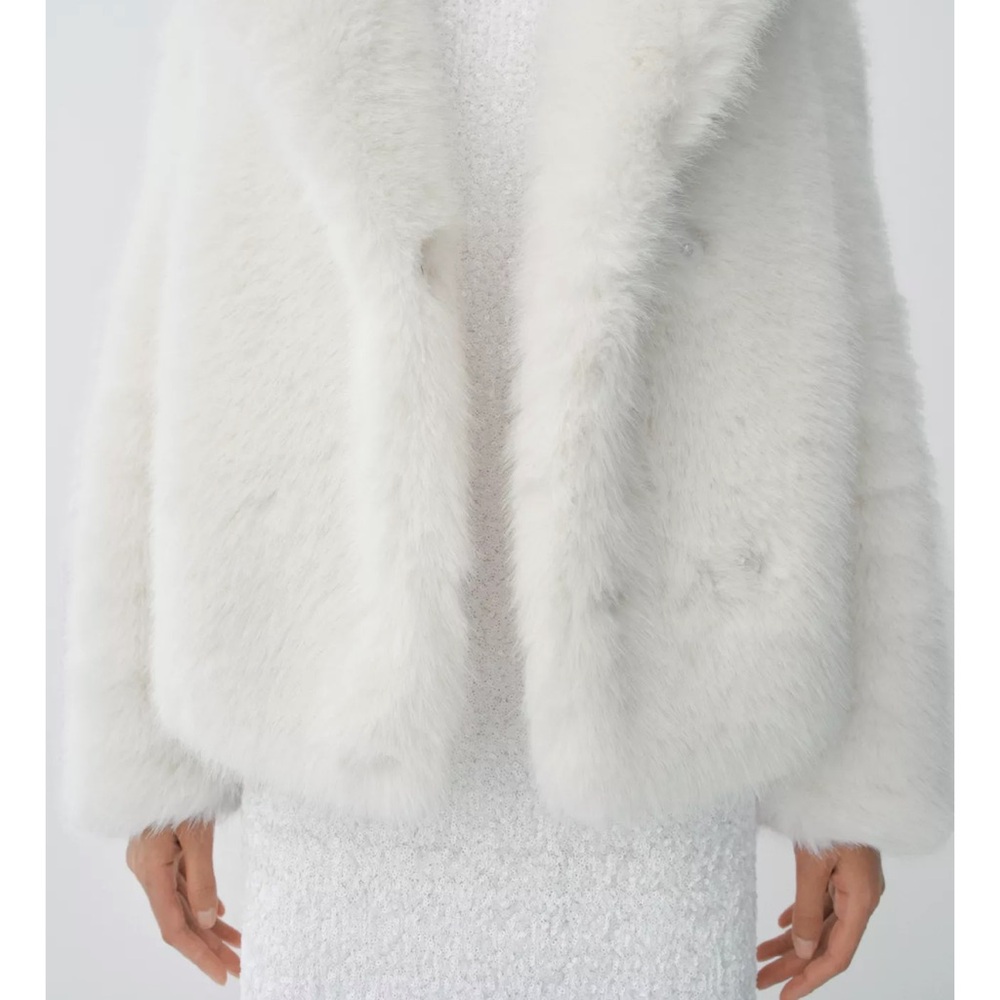 Zara White Teddy Jacket